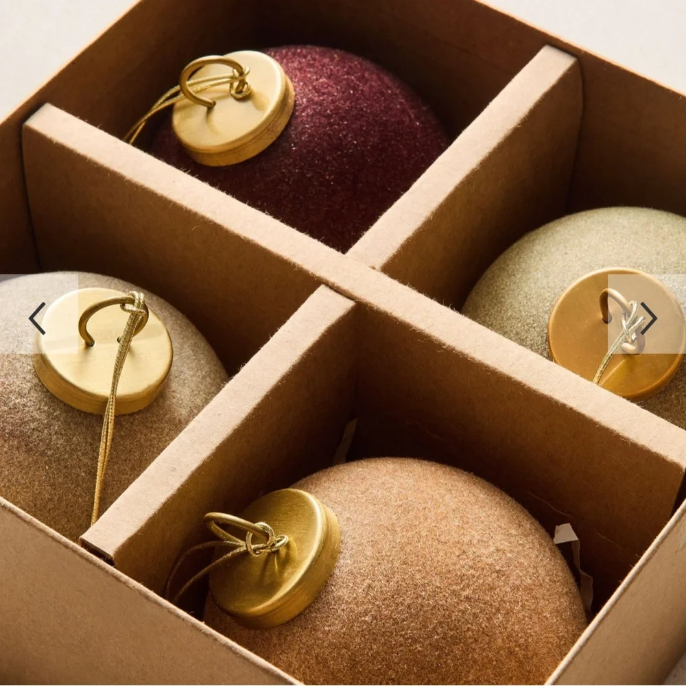 West Elm | Large Flocked Ball Ornaments (Set of 4) - Cool Tones